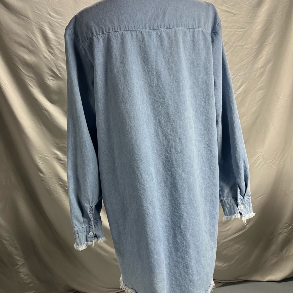 Zilcremo Light Blue Denim Long Sleeve Shirt Dress Large - Picture 3 of 8